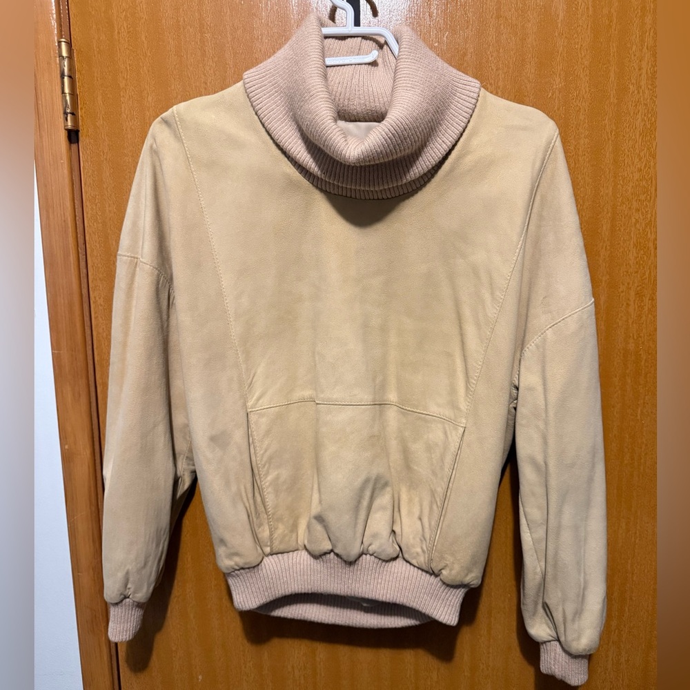Outbak Leatherwear Beige Suede Turtleneck - Size M